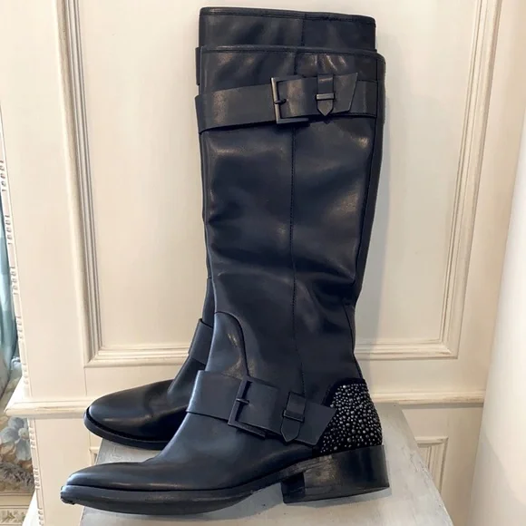 Brian Atwood Black Leather Riding Boots - Picture 7 of 13